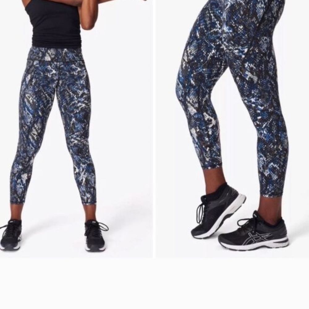 Sweaty Betty The Power Legging Blue Snake Print Size XL